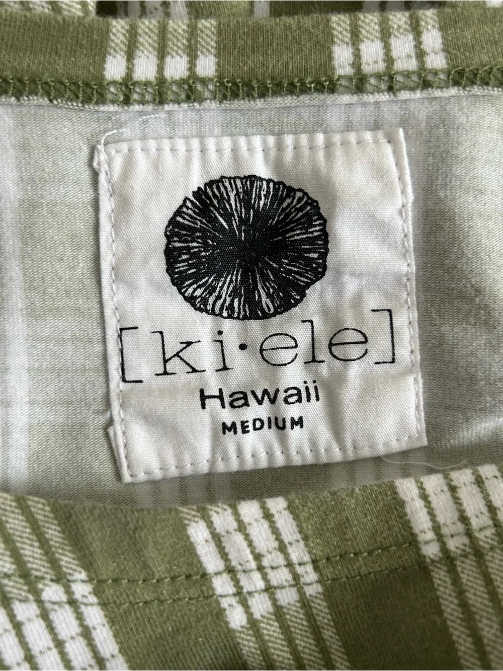 ki-ele Organic Cotton Hannah Shirt Dress in Light Green and White Palaka Print - Picture 6 of 6